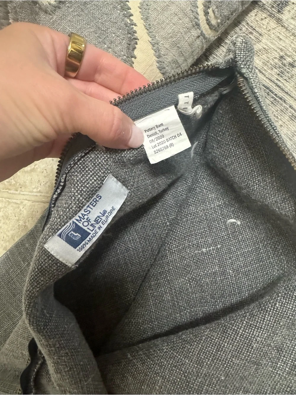 Pottery Barn Grey Washed Linen Pillow Cases x 2
